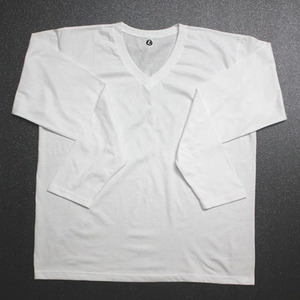 긴팔 염색용 면T-셔츠 (V넥 스타일)